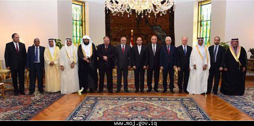 خلال حضوره لقاء وزراء العدل العرب بالرئيس المصري