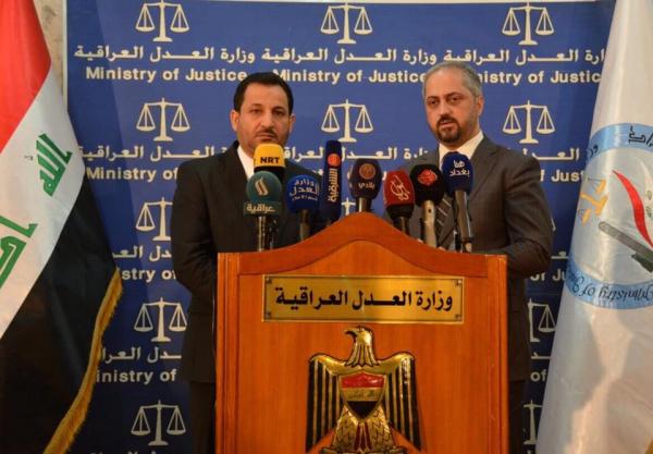 وزير العدل د. حيدر الزاملي خلال استقبال وزير الاتصالات وتوقيع اتفاق التعاون