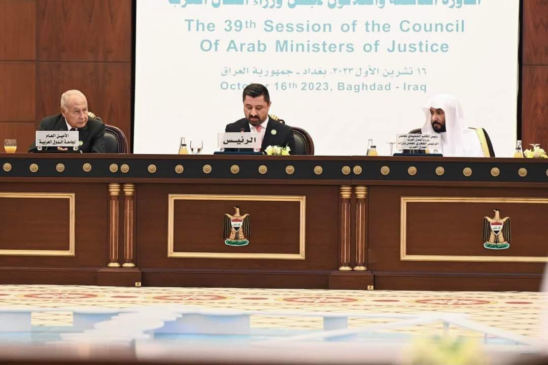 رئيس الدورة ٣٩ لمجلس وزراء العدل العرب د. خالد شواني يؤكد على تفعيل مذكرات التفاهم والاتفاقيات القانونية والعدلية .