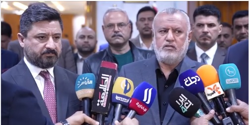 المؤتمر الصحفي لمعالي وزير العدل د. خالدشواني مع الاستاذ علي دواي محافظ ميسان  .